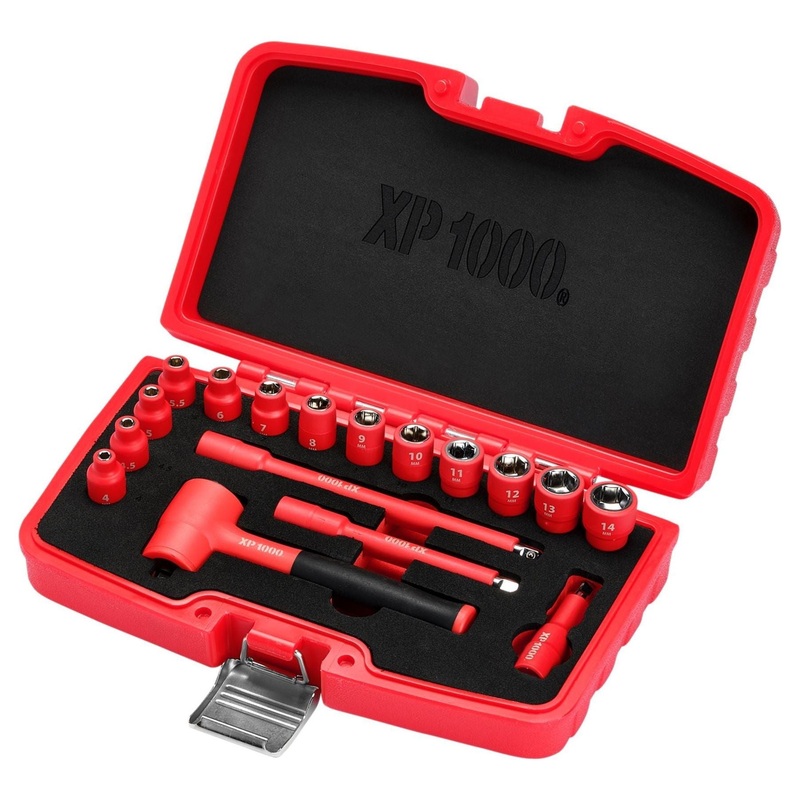 Draper XP1000 VDE Metric Socket Set, 1/4 Sq. Dr. (17 Piece)