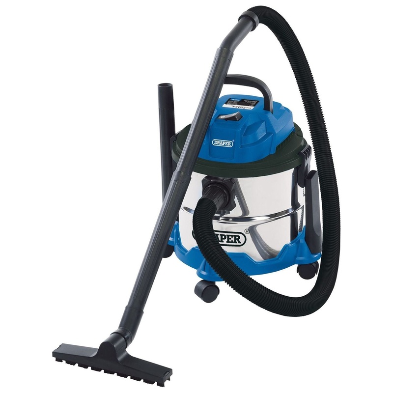 Draper 230V Wet and Dry Vacuum Cleaner with Stainless Steel Tank, 15L, 1250W