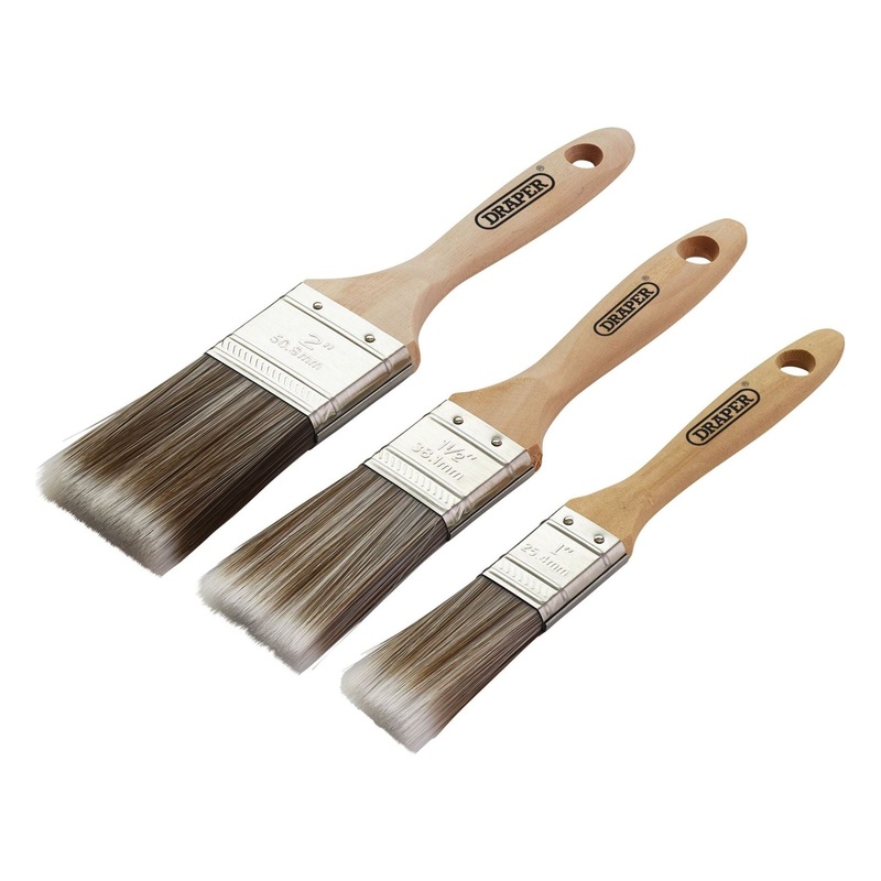 Draper Wood Handle Paint Brush Set (3 Piece)