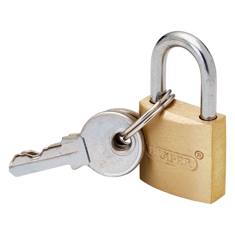 Draper Brass Cylinder Padlock, 20mm