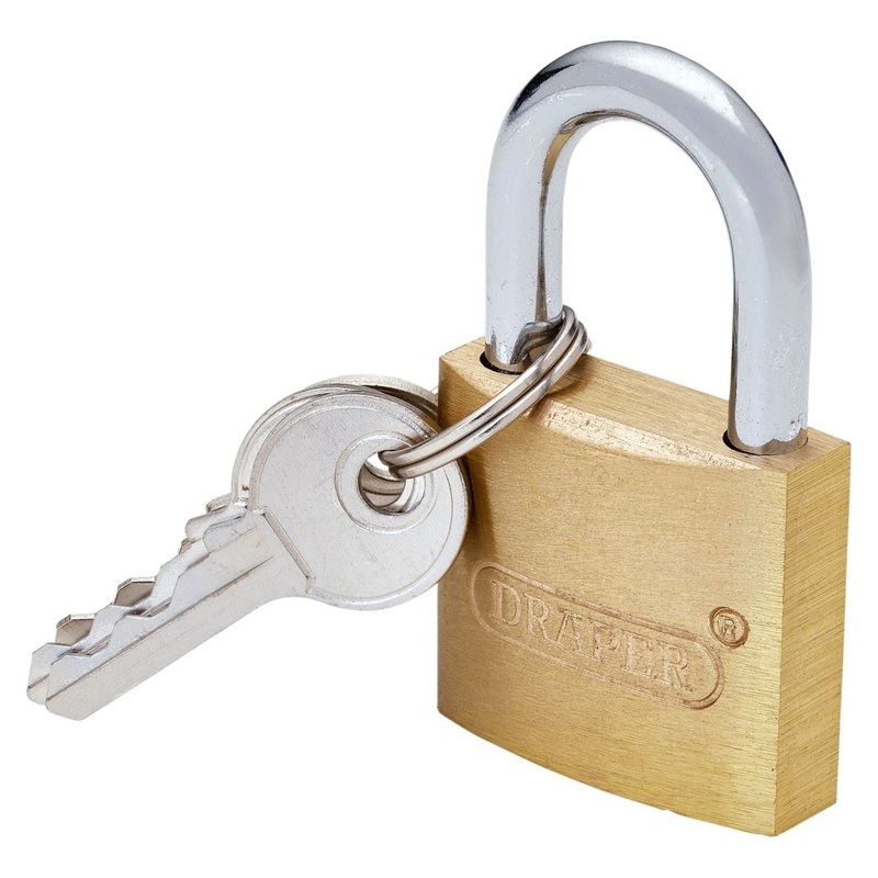 Draper Brass Cylinder Padlock, 30mm