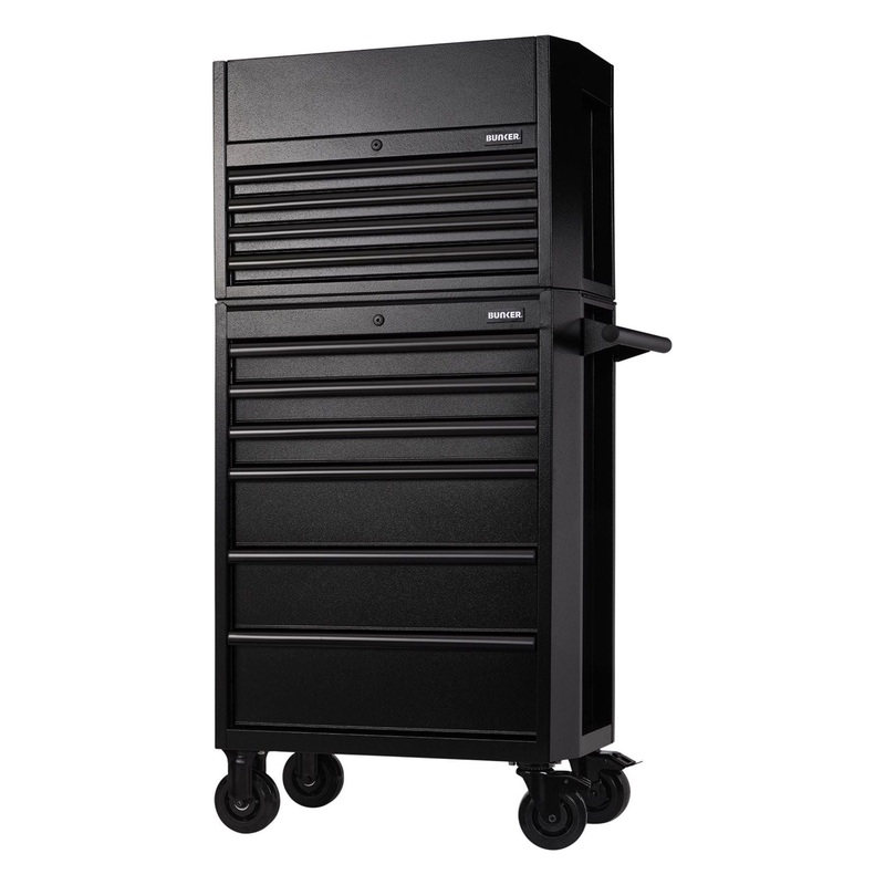 Draper Bunker 10 Drawer Combined Roller Cabinet and Tool Chest, 26, Black