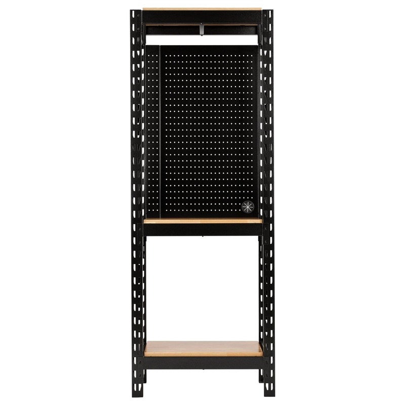 bunker-17-piece-modular-3-tier-racking-with-hardwood-shelving-and-pegboards-750mm_1 Bunker 17 Piece Modular 3 Tier Racking with Hardwood Shelving and Pegboards, 750mm
