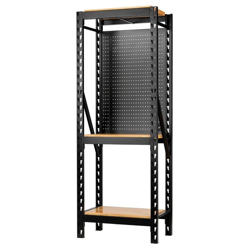 Bunker 17 Piece Modular 3 Tier Racking with Hardwood Shelving and Pegboards, 750mm