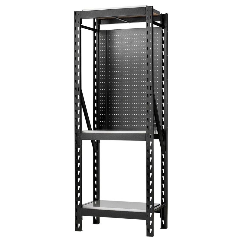 Bunker 17 Piece Modular 3 Tier Racking with Stainless Steel Shelving and Pegboards, 750mm