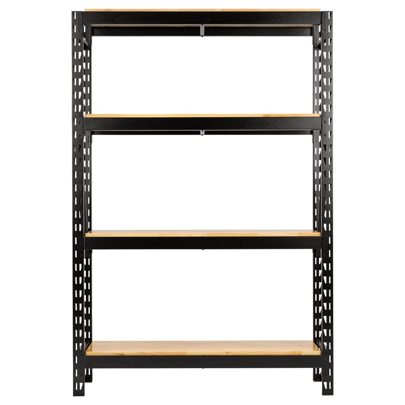 bunker-18-piece-modular-4-tier-racking-with-hardwood-shelving-1500mm_1 Bunker 18 Piece Modular 4 Tier Racking with Hardwood Shelving, 1500mm