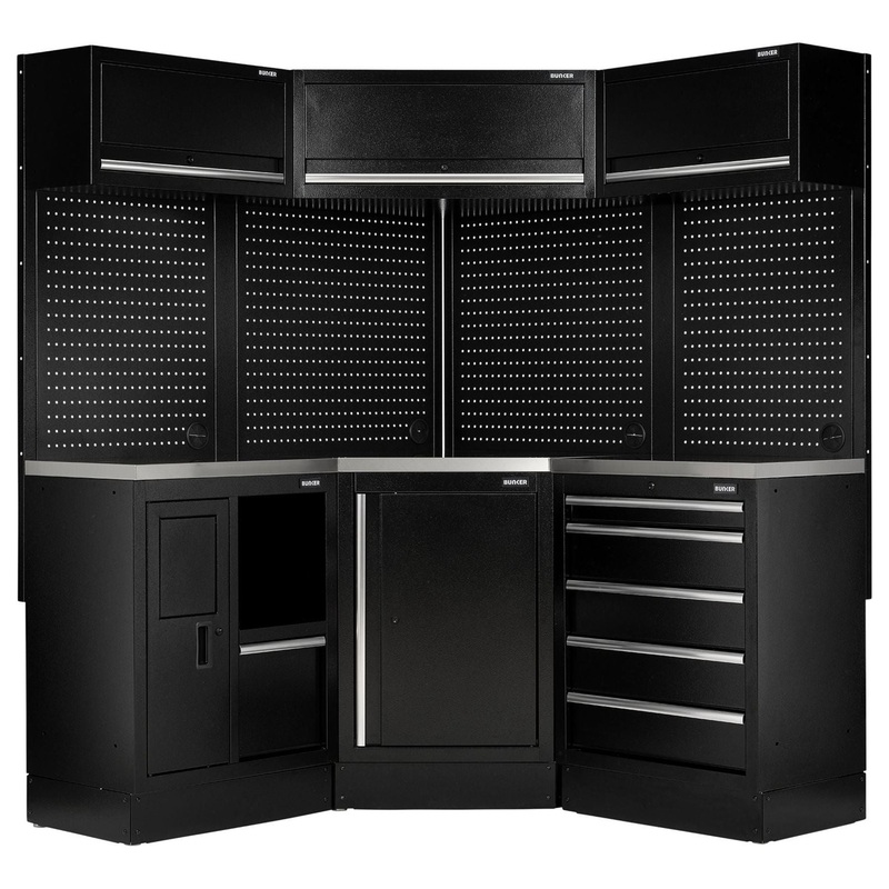 Bunker 18 Piece Modular Storage Corner Combo with Stainless Steel Worktop, 3454mm