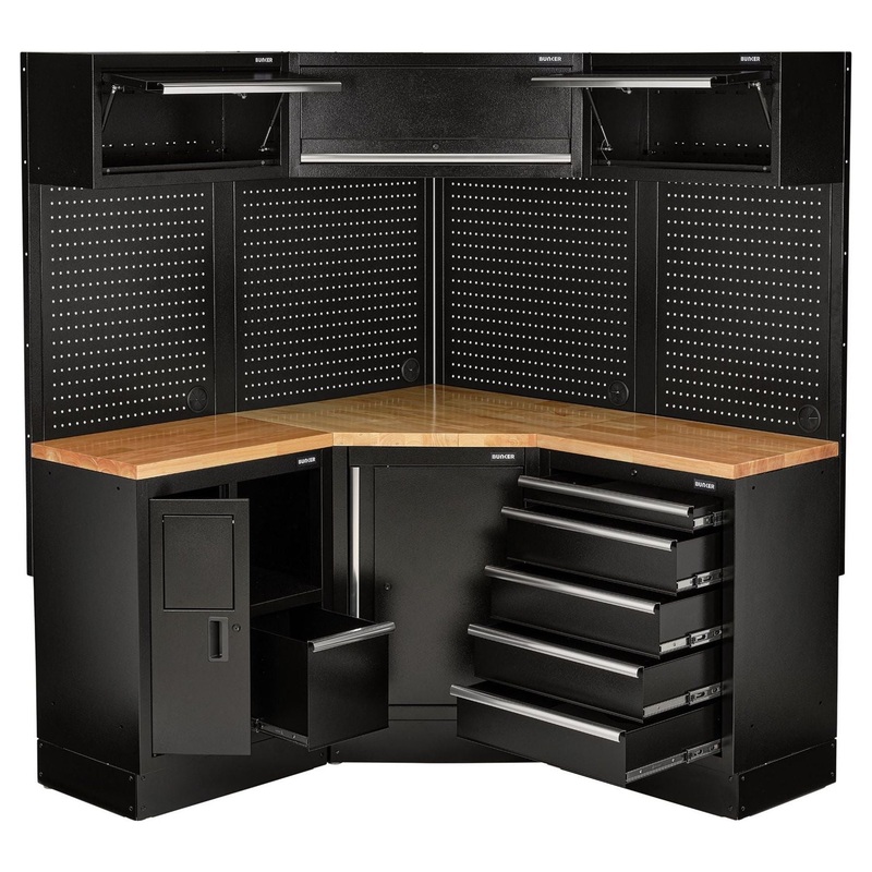 bunker-18-piece-modular-storage-corner-combo-with-hardwood-worktop-3454mm_1 Bunker 18 Piece Modular Storage Corner Combo with Hardwood Worktop, 3454mm