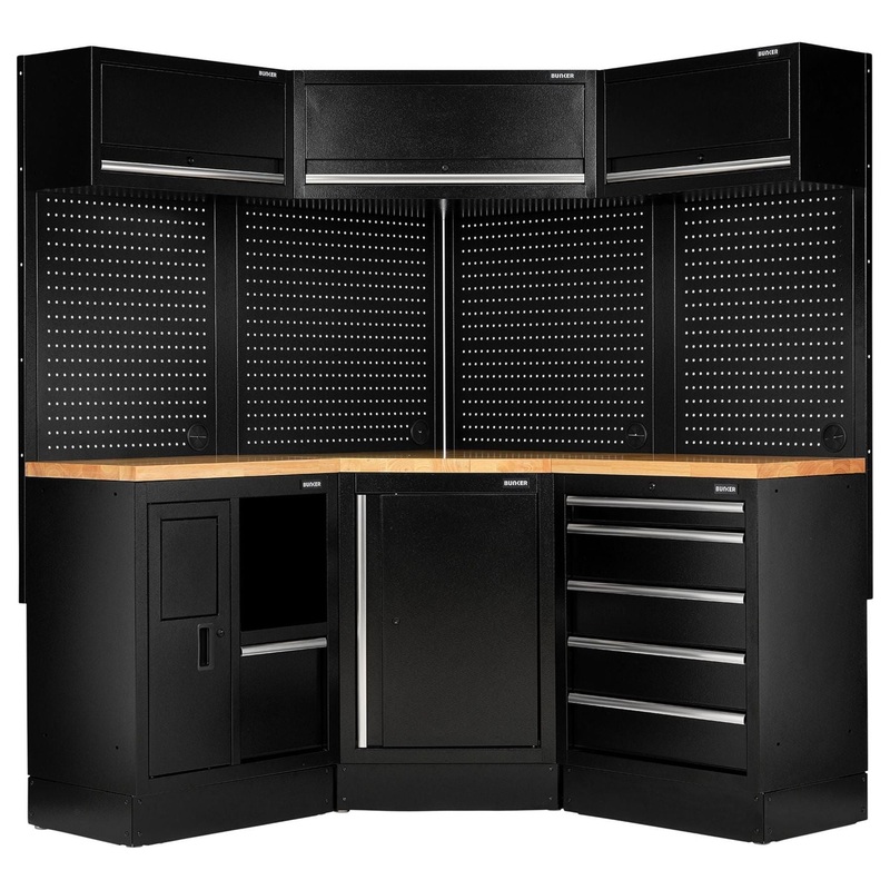 Bunker 18 Piece Modular Storage Corner Combo with Hardwood Worktop, 3454mm