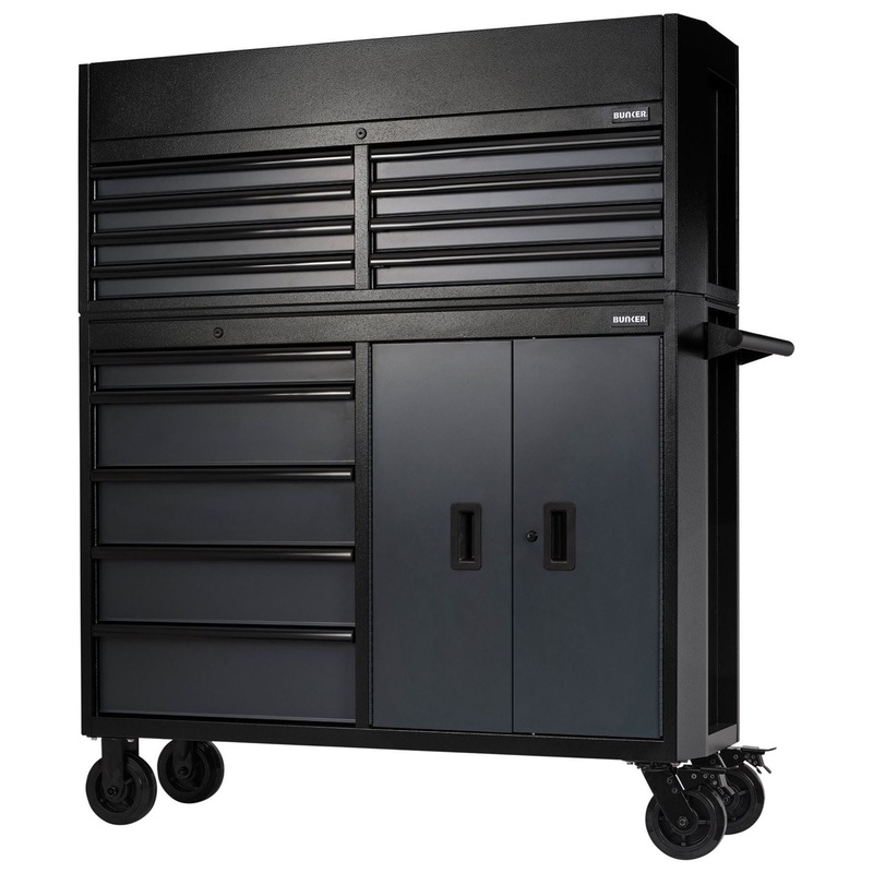 Draper Bunker 13 Drawer Combined Roller Cabinet and Tool Chest, 52, Grey