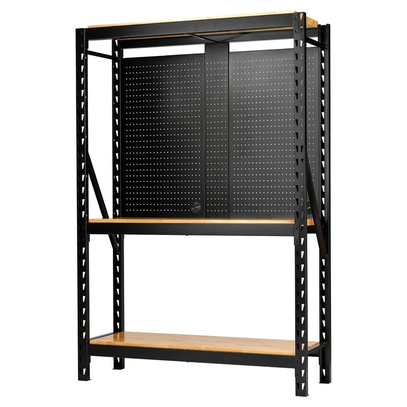 Bunker 17 Piece Modular 3 Tier Racking with Hardwood Shelving and Pegboards, 1500mm