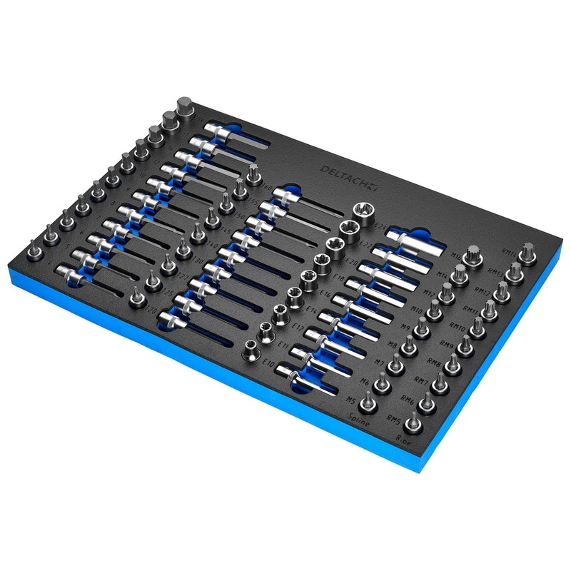 Bunker Torx, Hexagon, E-Torx, Multi-Tooth/Spline, Ribe Socket Set, 1/2 Sq. Dr. in EVA Foam Inlay