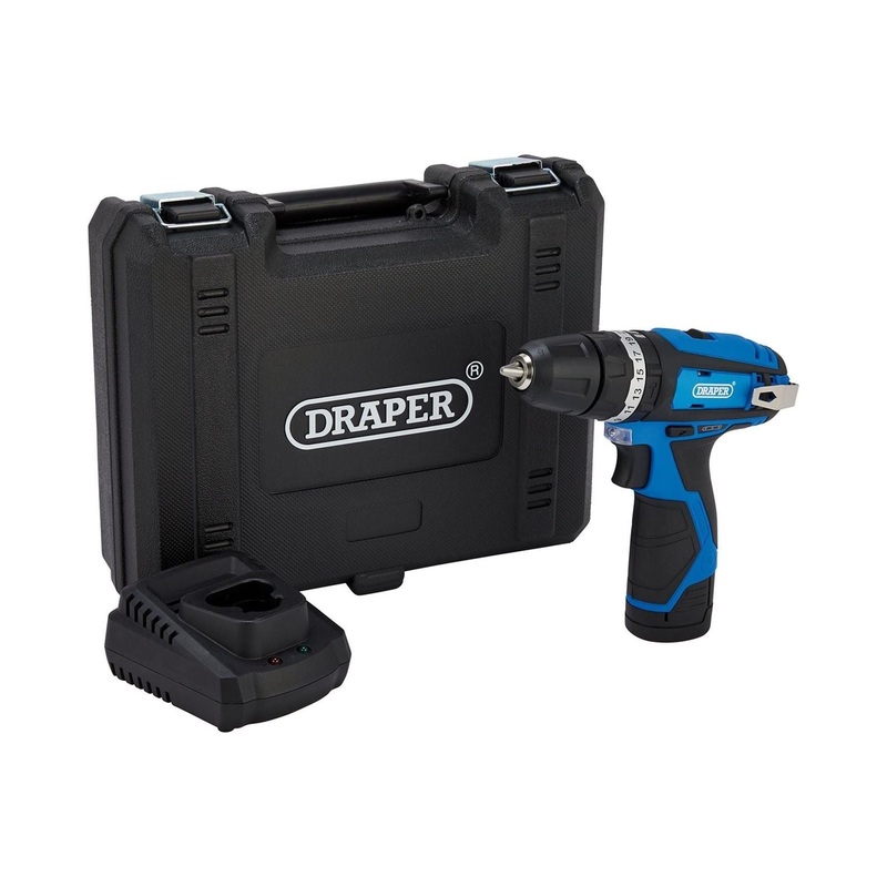 Draper 12V Combi Drill, 1 x 1.5Ah Battery, 1 x Fast Charger