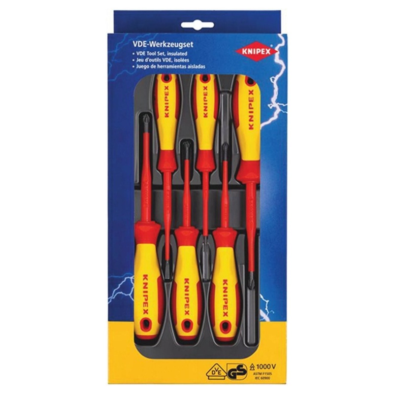 Knipex 00 20 12 VO4 VDE Insulated Slotted/Phillips/Pozidriv Screwdriver Set (6 Piece)