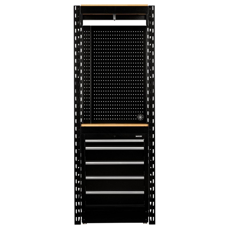 bunker-13-piece-modular-storage-combo-2-tier-racking-with-hardwood-shelving-pegboard-and-floor-cabinet-750mm_1 Bunker 13 Piece Modular Storage Combo 2 Tier Racking with Hardwood Shelving, Pegboard and Floor Cabinet, 750mm
