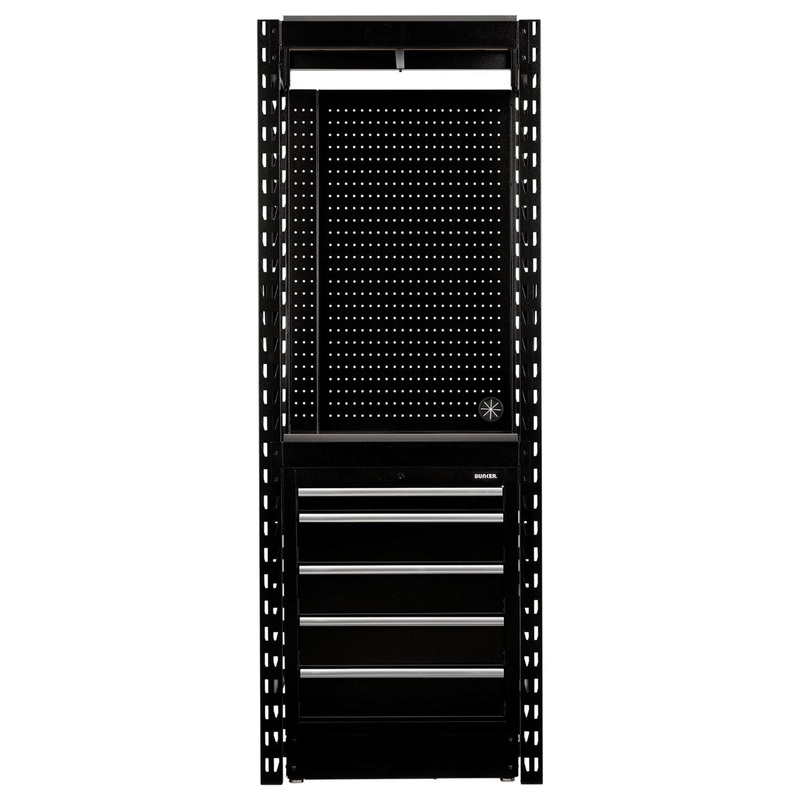 bunker-13-piece-modular-storage-combo-2-tier-racking-with-stainless-steel-shelving-pegboard-and-floor-cabinet-750mm_1 Bunker 13 Piece Modular Storage Combo 2 Tier Racking with Stainless Steel Shelving, Pegboard and Floor Cabinet, 750mm