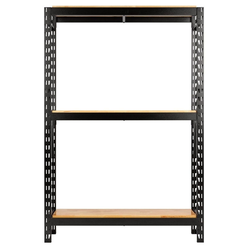bunker-14-piece-modular-3-tier-racking-with-hardwood-shelving-1500mm_1 Bunker 14 Piece Modular 3 Tier Racking with Hardwood Shelving, 1500mm