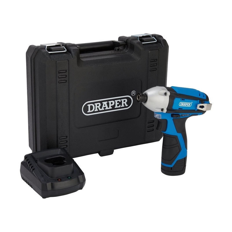 Draper 12V Impact Driver, 1/4 Hex., 1 x 1.5Ah Battery, 1 x Fast Charger