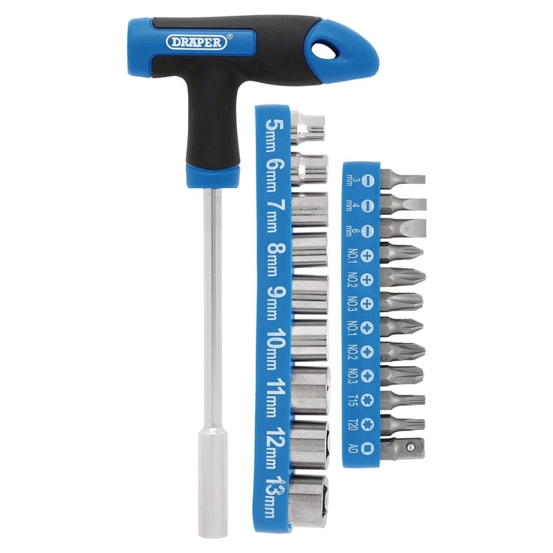 draper-t-handle-screwdriver-socket-and-bit-set-1-4-sq-dr-22-piece_1 Draper T-Handle Screwdriver, Socket and Bit Set, 1/4 Sq. Dr. (22 Piece)