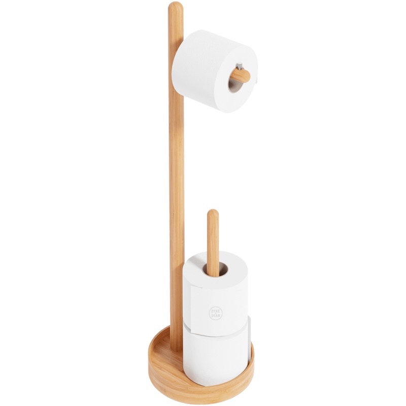 YOKU FREESTANDING ROUND TOILET ROLL HOLDER BAMBOO