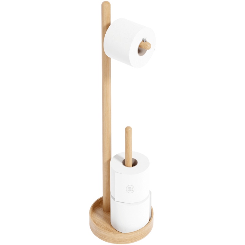 YOKU FREESTANDING ROUND TOILET ROLL HOLDER NATURAL OAK