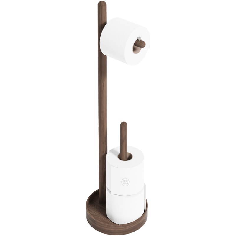 YOKU FREESTANDING ROUND TOILET ROLL HOLDER WALNUT