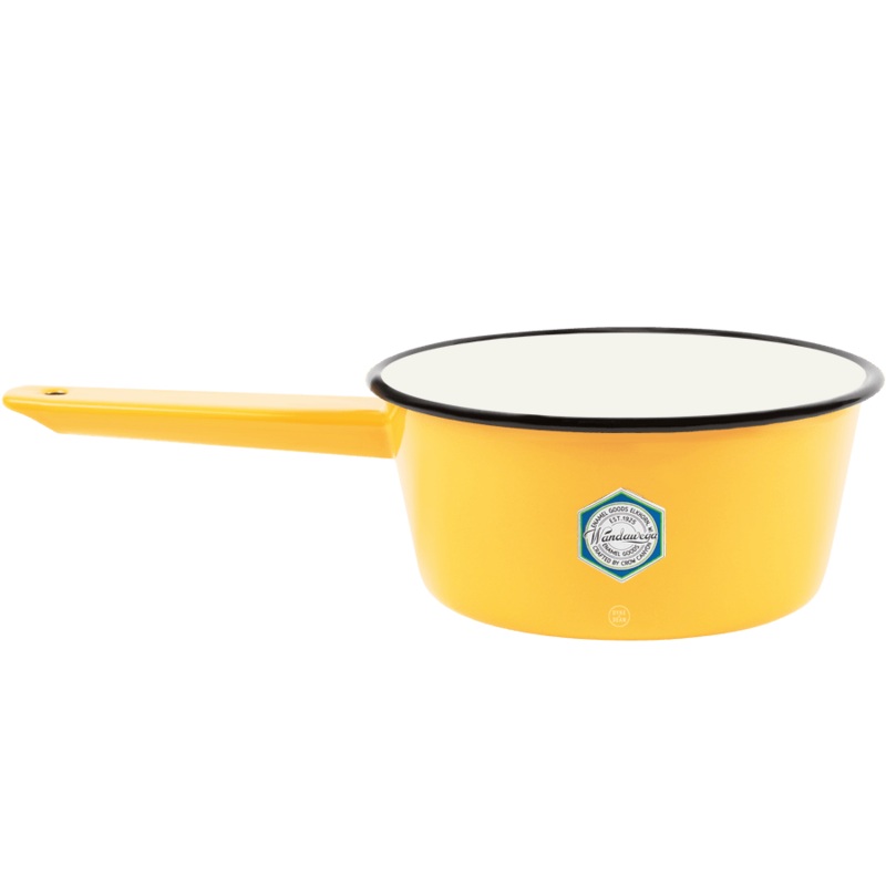 YELLOW ENAMEL SAUCE POT|YELLOW ENAMEL SAUCE POT