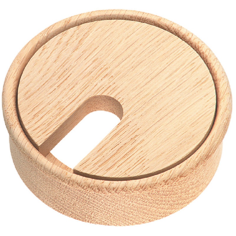 Cable Outlet 2prt D80x27mm Oak Raw