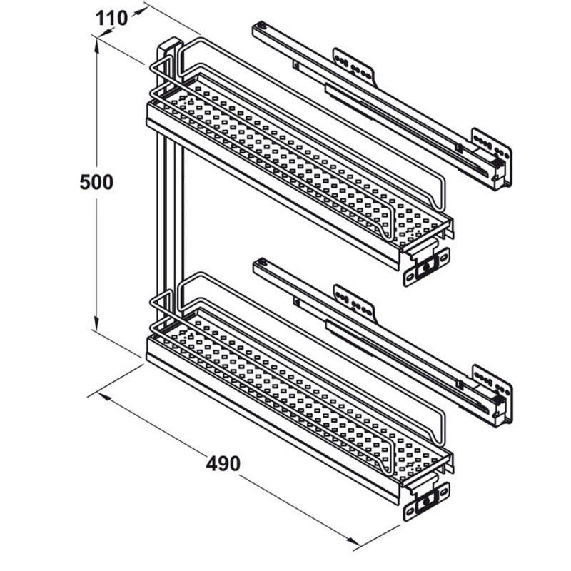 VS SUB Slim 150mm PO 90D 2-Tier Chr