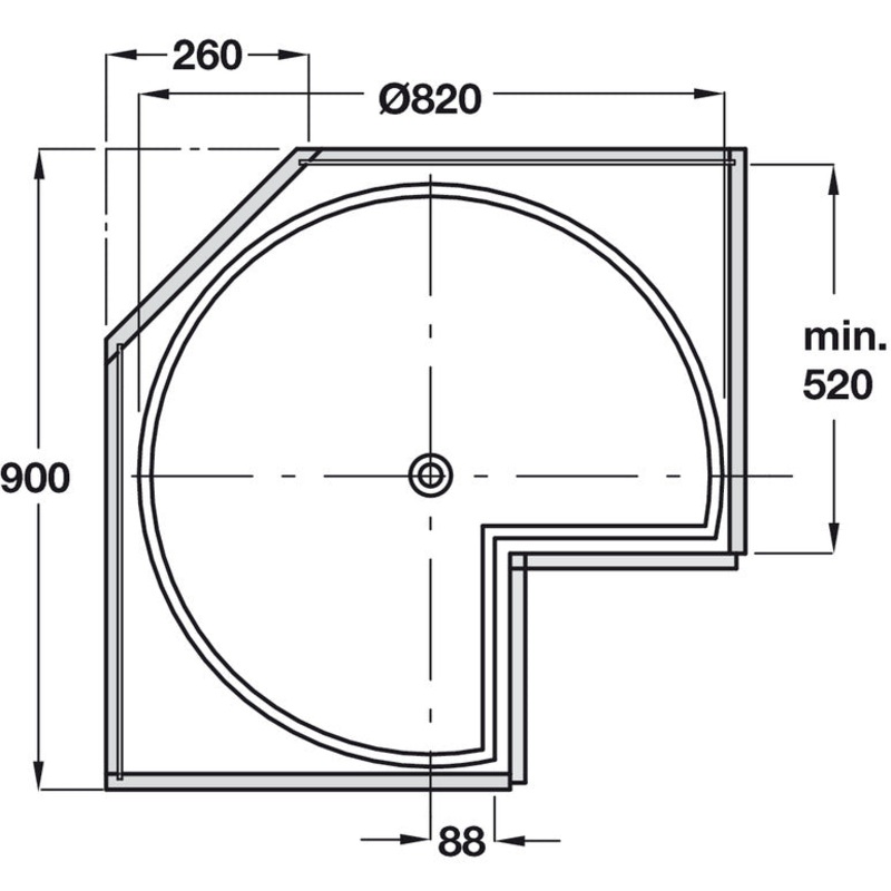 3-4-carousel-h667-713mm-d820mm-std-white_1 3/4 Carousel H667-713mm/D820mm Std White