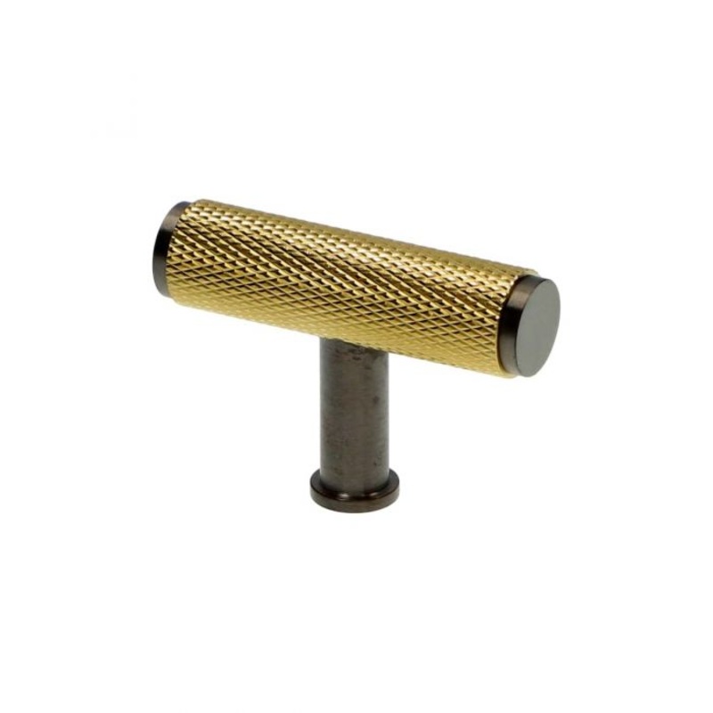alexander-and-wilks-crispin-dual-finish-knurled-t-bar-cupboard-knob_1 Alexander and Wilks Crispin Dual Finish Knurled T-bar Cupboard Knob